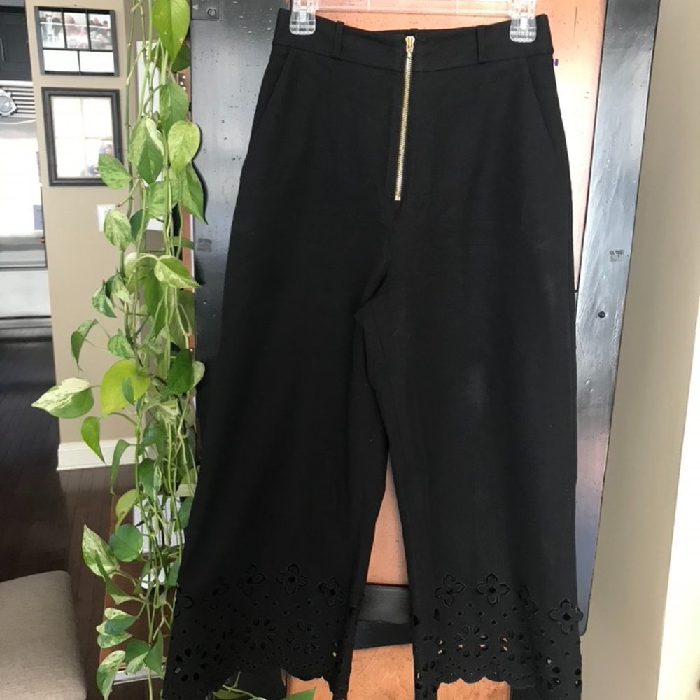 Derek Lam 10 Crosby Black Laser Cut Culottes Pants